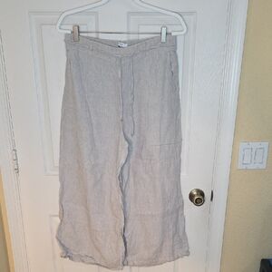 Halston Wide-Leg Linen Pants